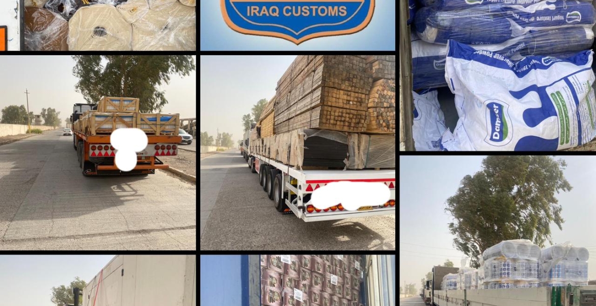 التحري و مكافحة التهريب تضبط  ١٦ شاحنة عند مدخل مدينة بغداد 